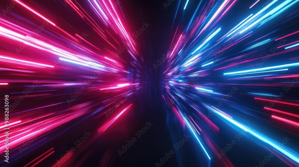 Aufkleber neon futuristic bursts on a dark backdrop motion light lines create a dynamic background suitable fo