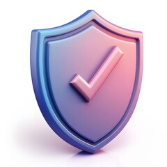 3D shield protection icon with check for online payment on white background concept, user account for 3d security with payment protection on isolated vector render background