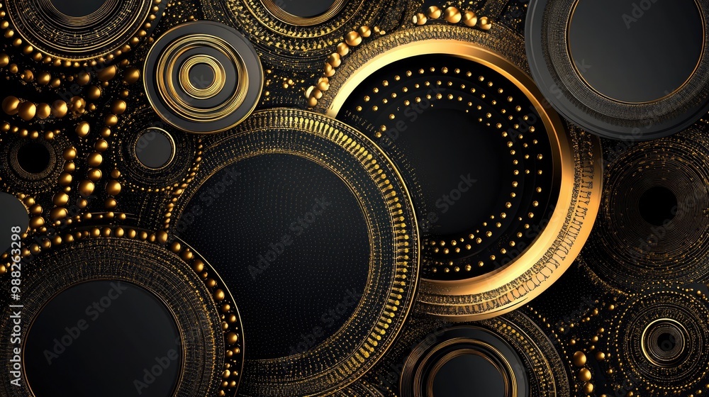 Poster elegant abstract background featuring gold and black circular patterns