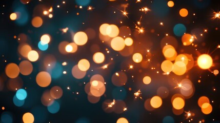 Obraz premium Abstract background of bokeh lights with vibrant firework effects for celebration