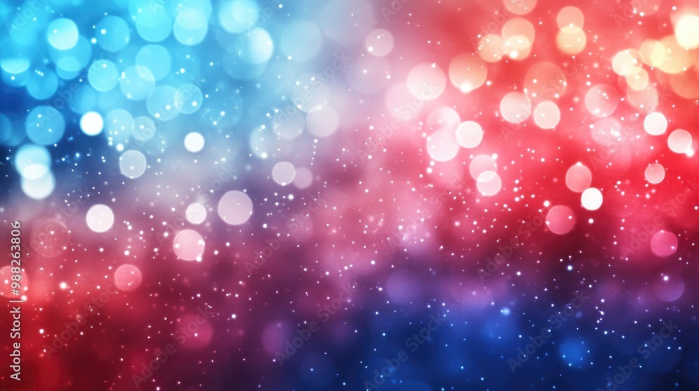 Poster vibrant bokeh effect backdrop featuring dynamic shades of red and blue