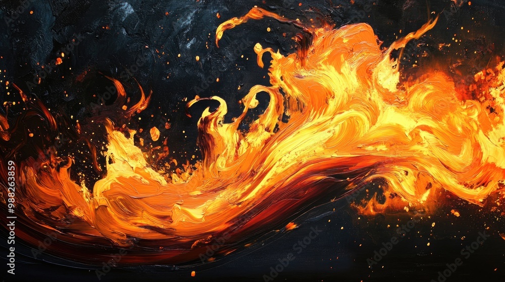 Poster burning flame number two in action
