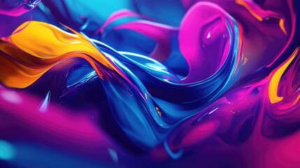 Fototapeta premium Vibrant neon hues twist and flow in the shadows creating the impression of a lively movement