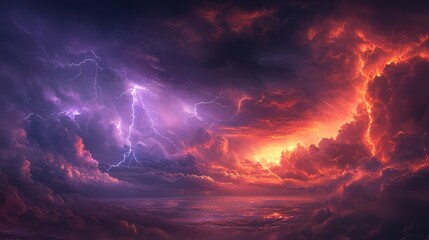 Fototapeta premium Experience the intensity of nature in this dramatic illustration of a thunderstorm