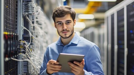 This image we can see young man server Telecommunications Systems Engineer –