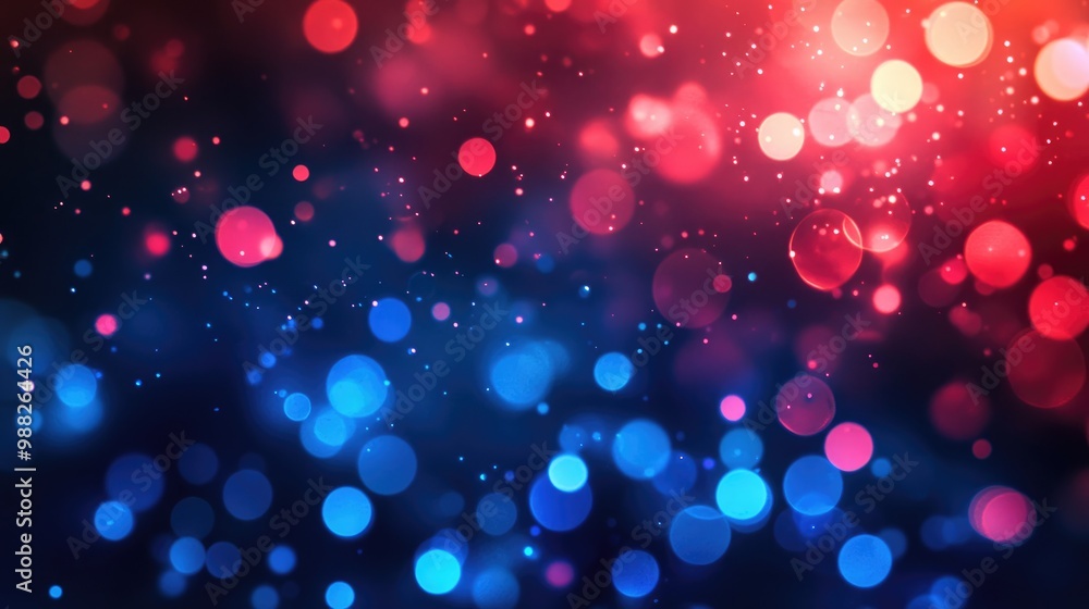 Poster vibrant bokeh effect backdrop featuring dynamic shades of red and blue