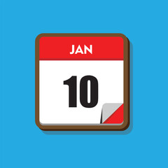 Fototapeta premium calender icon, 10 january icon with blue background