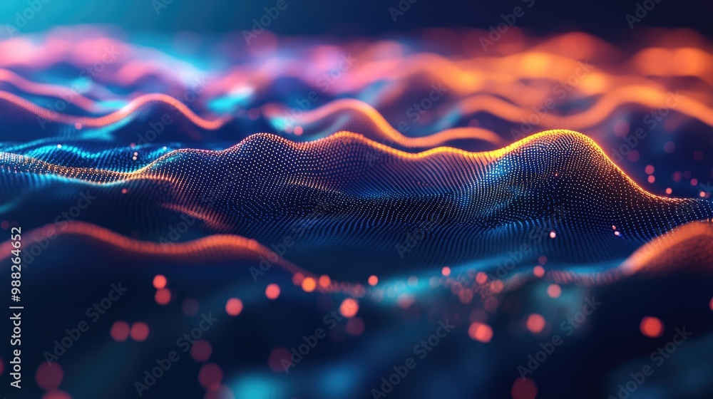 Poster data visualization of optimized mesh edges presented in a clean and flat illustration suitable for p