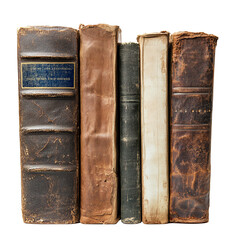 Old vintage books on white isolated background