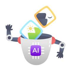 Ai generated pictures icon in flat style 