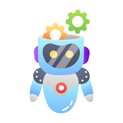 An icon of robotic automation in flat style 