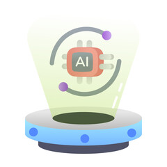 An icon of holographic display in flat style 