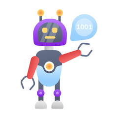 A flat icon of binary bot  