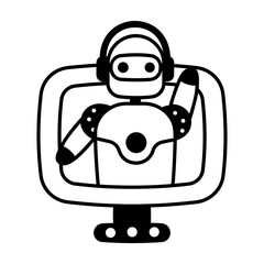 A glyph icon of online ai assistant support 