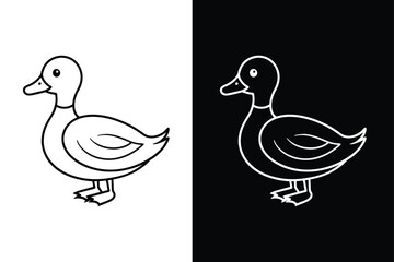 Minimalist Goose Outline Icon. Clean Vector Illustration