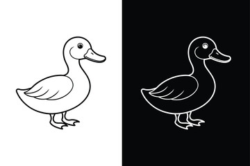 Duck Goose Logo Icon. Simple Line Art Vector Design