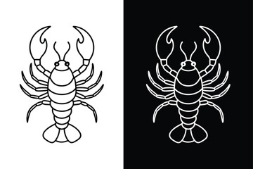 Elegant Lobster Icon Vector. Flat Line Art on White Background