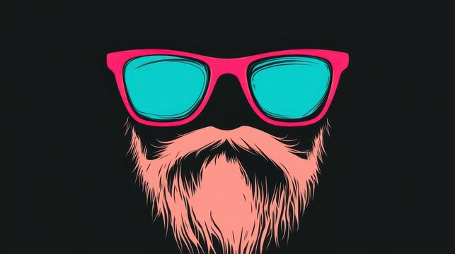 A playful illustration of a furry whitebearded man wearing pink sunglasses, set against a clean backdrop.