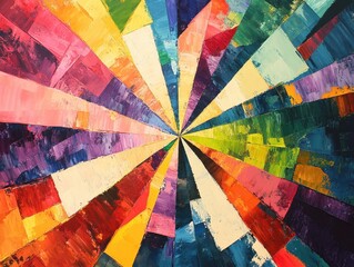 Fototapeta premium Abstract Colorful Geometric Oil Painting with Radial Pattern