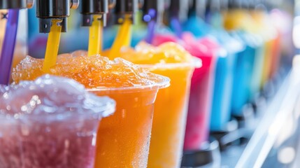 Slush Machine: This lively station serves up chilled, flavored slush drinks, with a selection that includes cherry, cola, and blue raspberry for instant refreshment.
