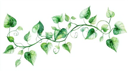 Obraz premium A beautiful illustration of a green vine with delicate leaves, perfect for nature-themed designs or botanical projects.