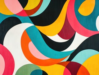 Abstract Colorful Curved Shapes Artwork