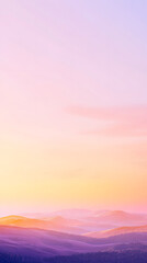 Fototapeta premium A soft autumn sunset background with pastel oranges and purples blending into a clear evening sky