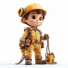 Cartoon Electrical Worker Character Model for Kids