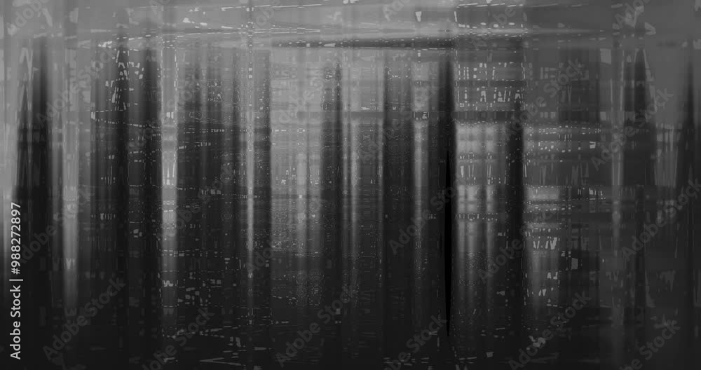 Poster monochrome abstract black white grey static retro background with vertical lines and blurred bokeh, 