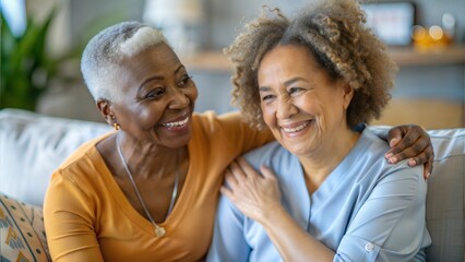 Supportive Nursing Environment - A senior Black woman feeling loved and valued.
