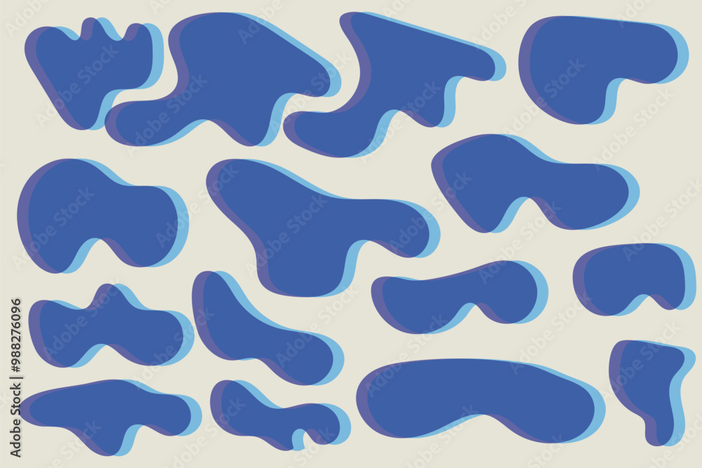 Poster colorful organic blobs & irregular shapes seamless abstract pattern silhouettes