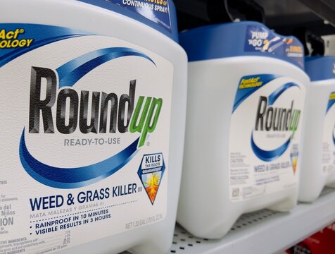 RoundUp weed killer by Bayer-Monsanto on a store shelf.