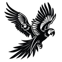 Vector parrot fly silhouette