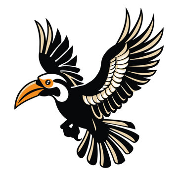 recommend clip art: Vector hornbill fly silhouette