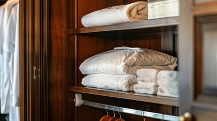 Laundry Service Bag: A folded bag available in the closet for guests, enabling them to take advantage of the hotel’s laundry and dry-cleaning services.
