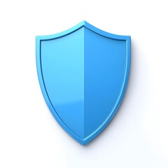 Shield depicting protection. shield 3d icon. Protection, defense and security concept symbol: blue shield on isolated on white background