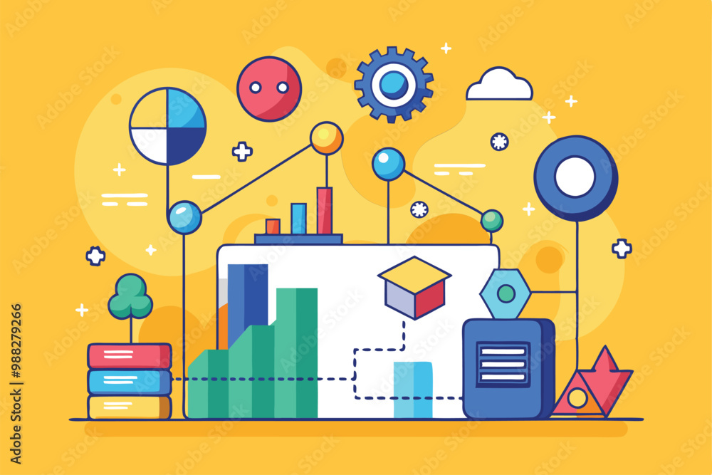 Poster a vibrant illustration displays customizable data points with charts, graphs, and analytical tools a