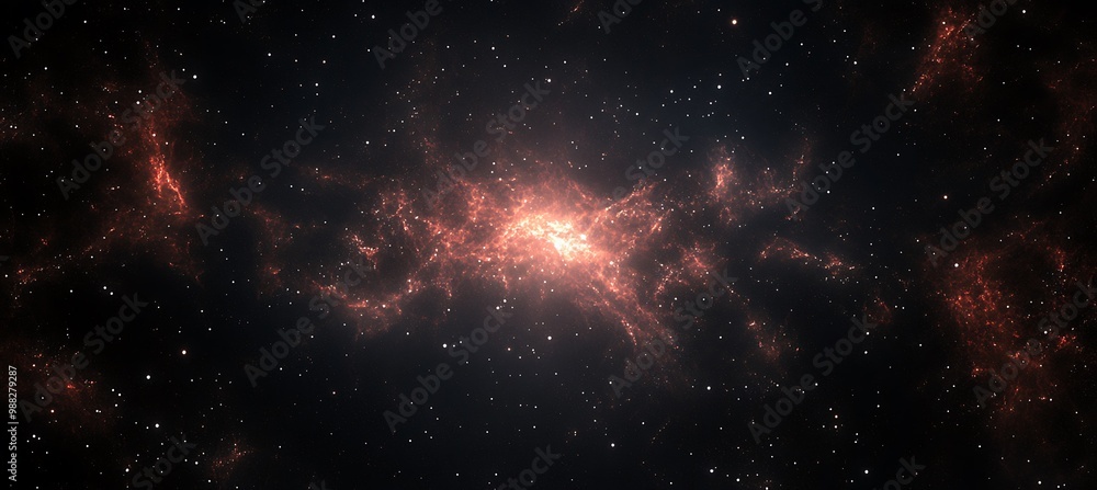 Poster a dark, cosmic void background with distant stars and a large text space