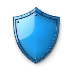 Shield depicting protection. shield 3d icon. Protection, defense and security concept symbol: blue shield on isolated on white background