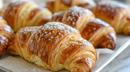 Croissants: Light, flaky pastries with layers of buttery, golden dough. Their delicate crunch makes them perfect for breakfast or as a tasty snack.
