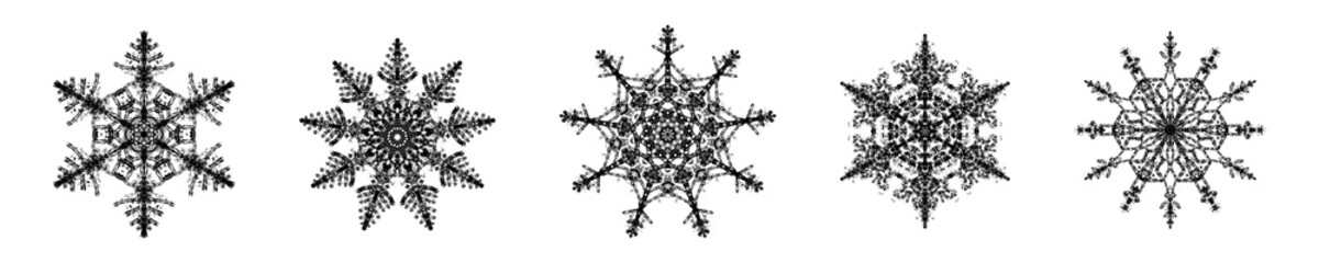 Naklejka premium Transparent Snowflake Design Collection for Brushes