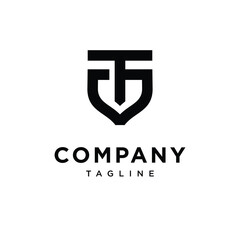 Letter V T shield vector template