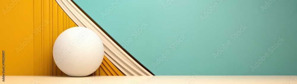 Poster minimalist geometric design with circle cut by diagonal line
