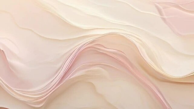 Abstract background of soft pink and white fabric waves.
