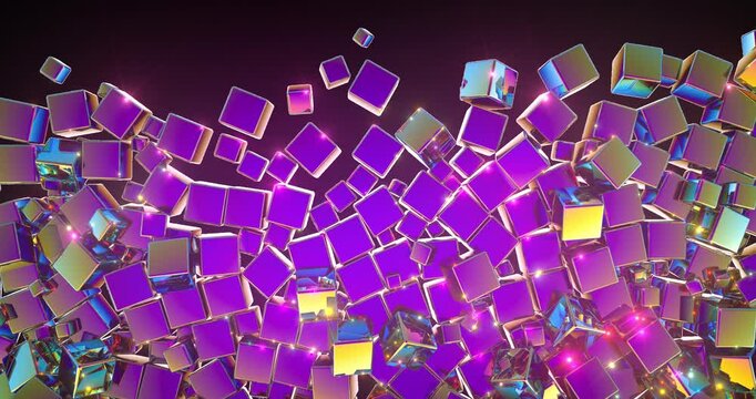 3D colored cubes transition on a transparent alpha channel