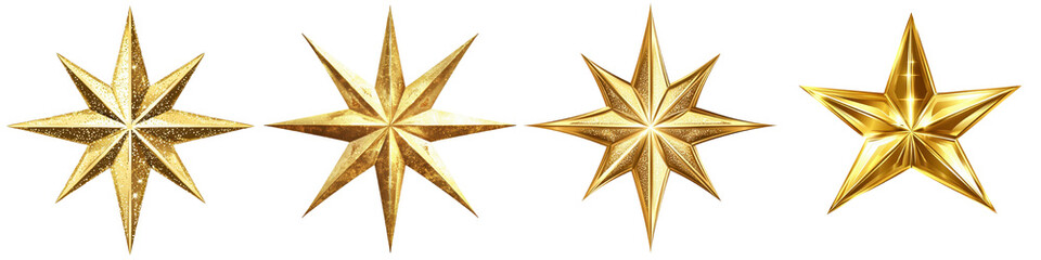 Obraz premium Beautiful golden shining star shapes in various geometric designs perfect for creating a luxurious elegant and festive background for Christmas New Year