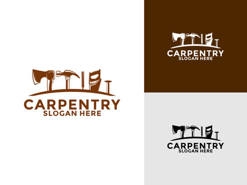Carpentry logo design vector illustration, Carpentry woodworking retro vintage logo design template