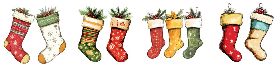 Colorful Christmas Hanging with Holiday on Evergreen Branches and Geometric Shapes  Traditional and Vintage Inspired Festive Decor for Winter Season Home