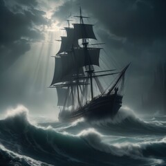 Obraz premium the AI Image Generator, ship in the sea