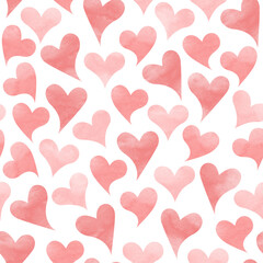 Red heart seamless pattern vector. Symbol of love and Valentine's day. Romance sign. Happy valentine. Watercolor design for fabric, kid cloth, baby dress, card, cover, print, wrapping, paper, decor.